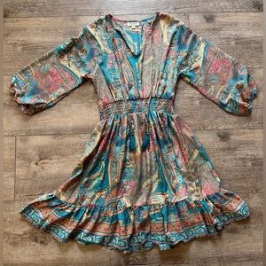 Bohemian Paisley Dress with Smocked Waist